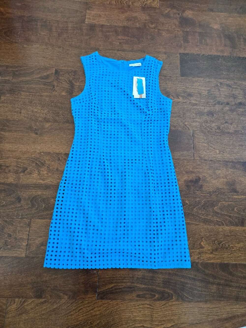 NWT Turquoise 100% Cotton Alfred Sung Sleeveless Shift Dress Size 6